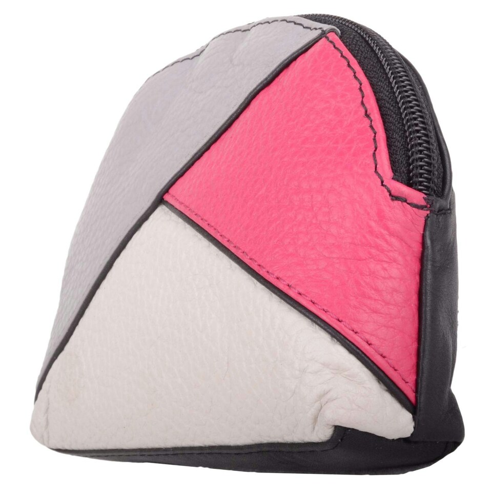 image 1 of Genuine Soft Leather Coin / Money Pouch / Purse / Holder Pink | Black/White/Coral/Pink