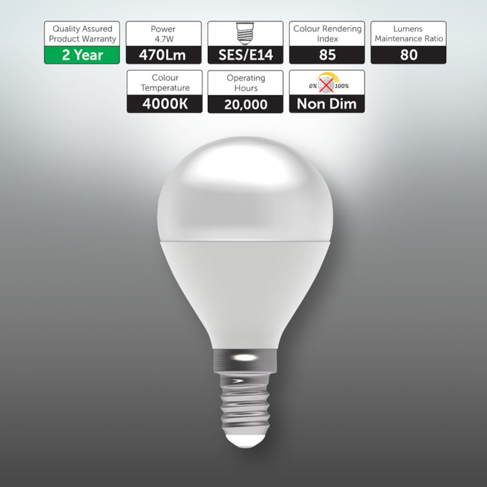 image 1 of BELL Lighting SES E14 LED Golf Ball 4.7W Light Bulb Natural White 4000K