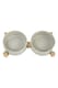 image 2 of Living and Home Double Ceramic Cat Bowl with Bamboo Stand ,Grey