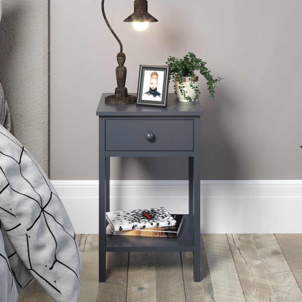 image 1 of Options 1 Drawer Petite Bedside Cabinet - Shaker-Style Nightstand for Bedrooms | Blue | Blue | 1