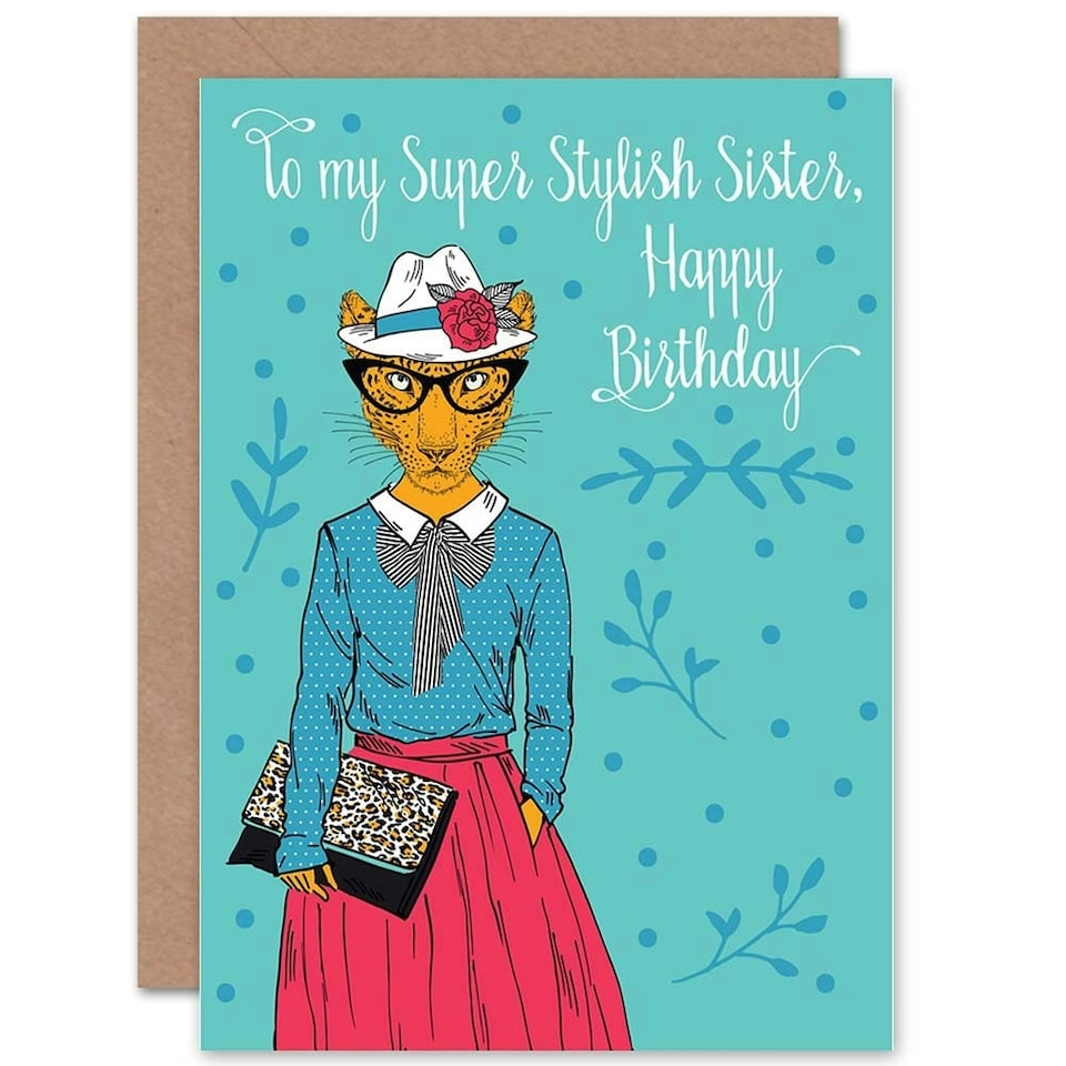 image 1 of Fashion Leopard To My Stylish Sister Birthday Greeting Card