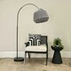 image 1 of ValueLights Louis Black Arched Curved Floor Lamp with Grey Rope Dome Lamp Shade