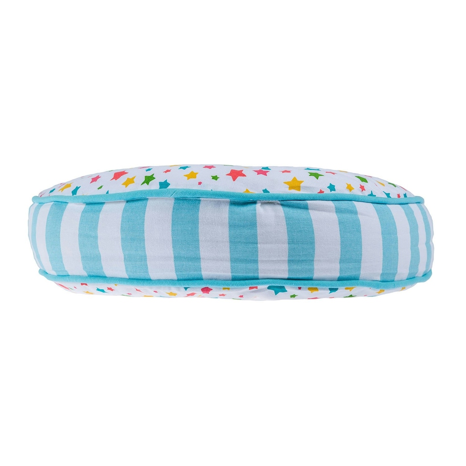 image 1 of Homescapes Multi Stars & Blue Stripes Round Floor Cushion Multi