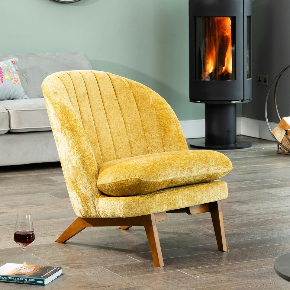 image 1 of Mateo Fabric Accent Chair - Mustard