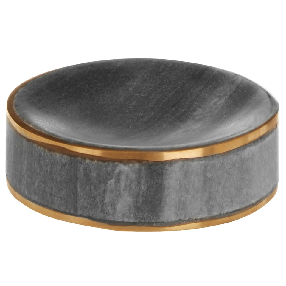 image 1 of Grey Marble Brass Soap Dish