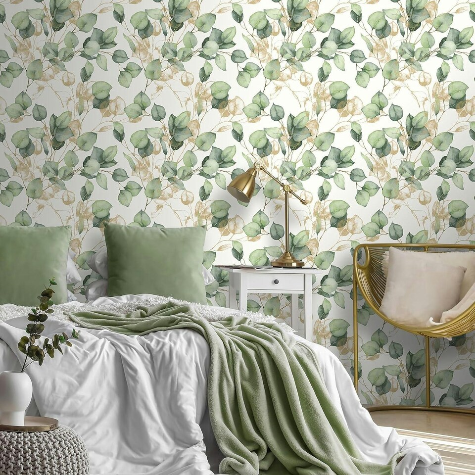 image 1 of Eucalyptus Green Wallpaper Green