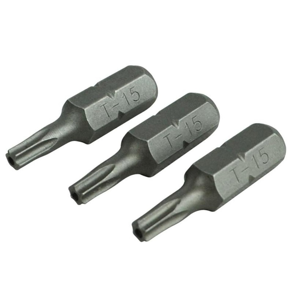 Faithfull Security S2 Grade Steel Screwdriver Bits - Multi Colour - T15Sx25mm Pack of 3