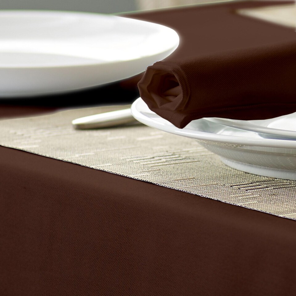 image 1 of Polyester Plain Circular Tablecloth-Cocoa-224cm