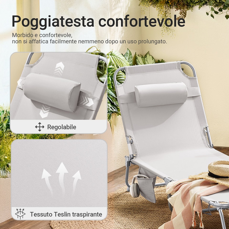 image 1 of SoBuy OGS35-MIX2,Set of 2 Sun Lounger Reclining Folding Chairs For Outdoor Garden