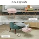 image 5 of HOMCOM Woven Velvet Foot Stool with Steel Legs for Living Room, Pink