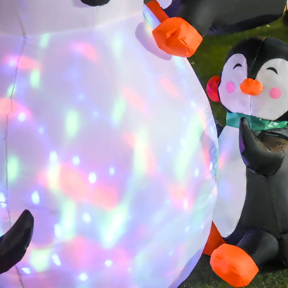 image 1 of HOMCOM 6ft Inflatable Christmas Snowman with Three Penguins LED Xmas Decor Holiday Outdoor Yard Decoration