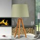 image 10 of Set of 2 Dark Oak Table Lamp or Bedside Lights with Sage Green Shades | Brown | Green | Large | 2
