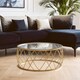 image 1 of Interiors by Premier Luxurious Gold Coffee Table, Gold Metal and Glass Coffee Table, Geometric Metal Base Modern Coffee Table Gold