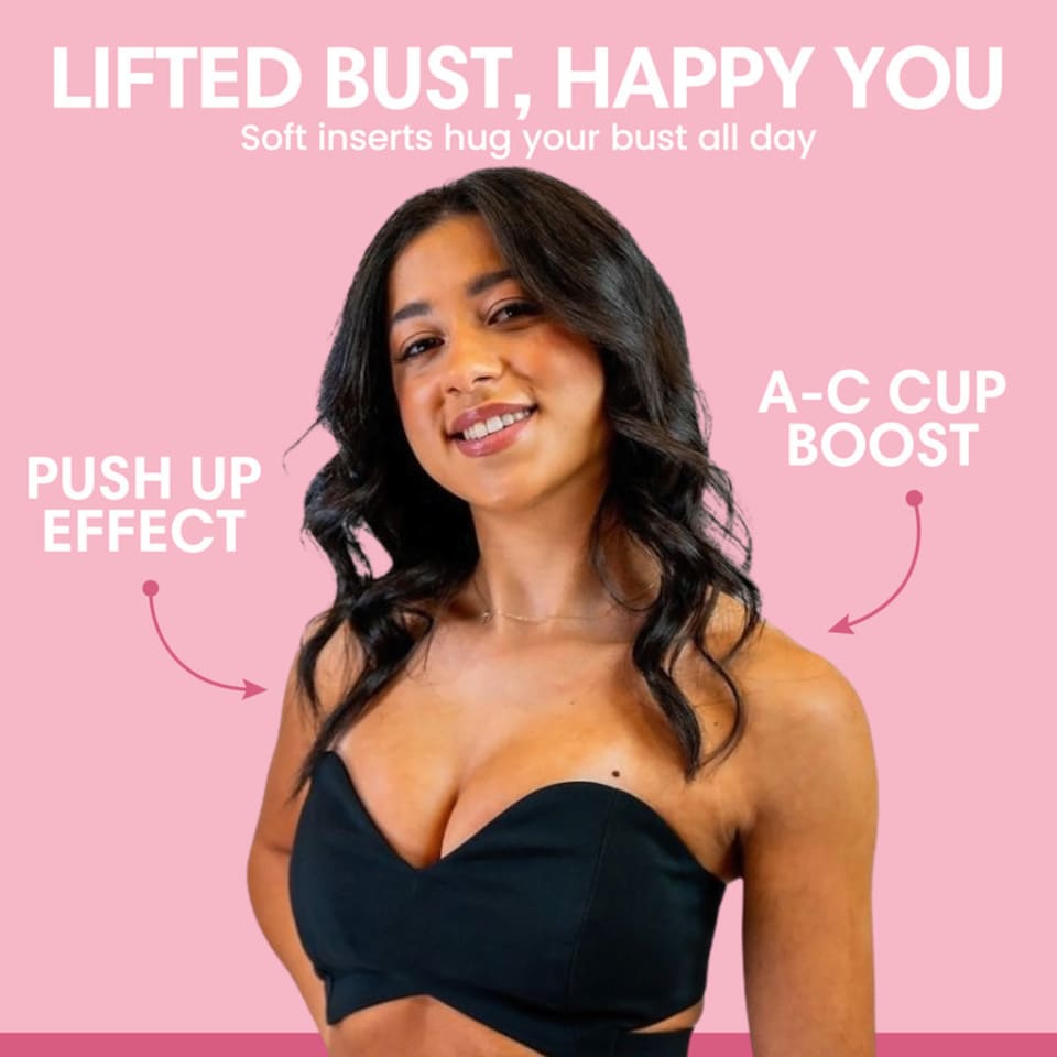 image 1 of Booby Tape A-C Breast Cup Boost, Double Sided Adhesive Push Up Inserts for Fuller Bust, Provides All-Day Support and Comfortable Wear, Waterproof and Reusable, Lifts Up to 1 Cup Size