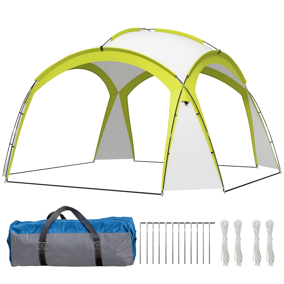 image 1 of Outsunny 3.5 x 3.5M Camping Gazebo, Outdoor Event Shelter Dome Tent Garden Sun Shelter Patio Spire Arc Pavilion Camp Sun Shade Tent for 68 Person | Green