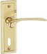 image 1 of Como Dual Metal Lever Latch Door Handles Set Round Rose Internal, External | Silver | Polished Brass Keyhole