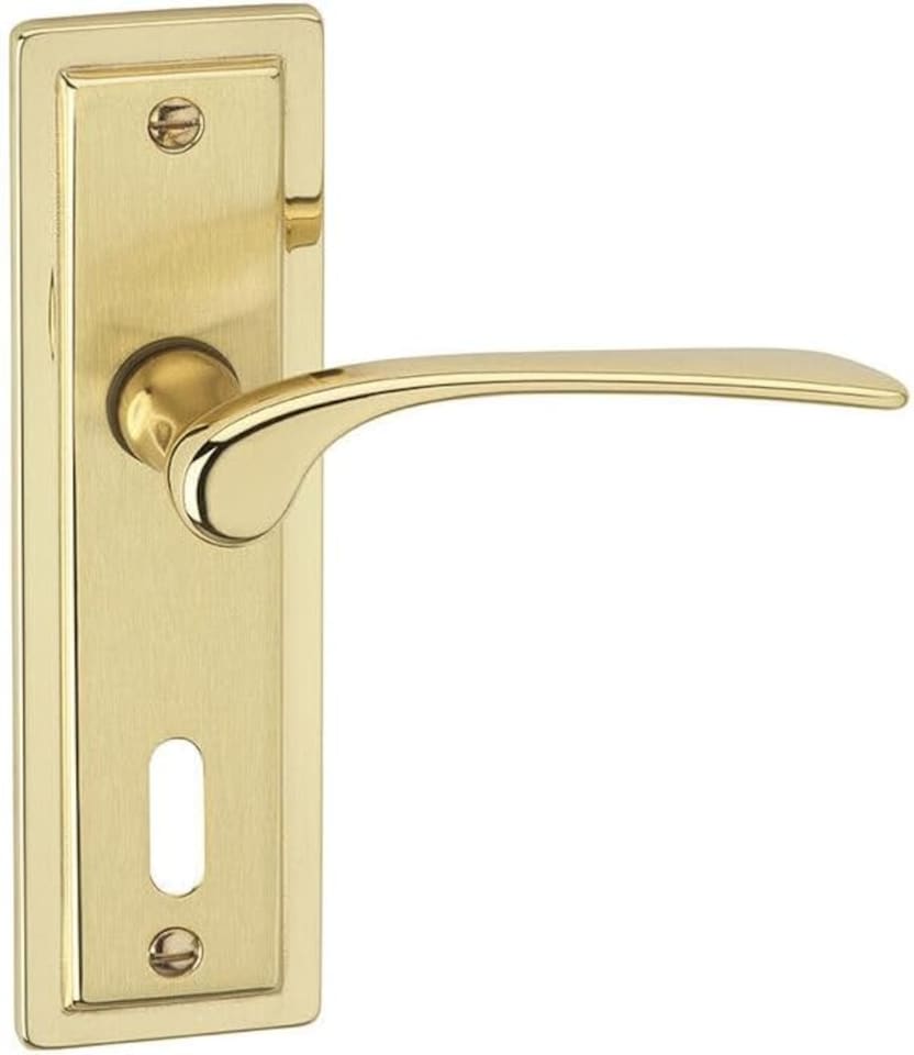 image 1 of Como Dual Metal Lever Latch Door Handles Set Round Rose Internal, External | Silver | Polished Brass Keyhole