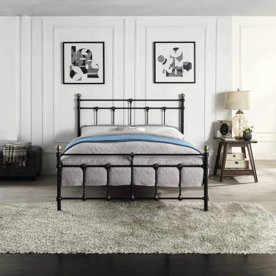 image 1 of Bayford Traditional Vintage Style Black Metal Bed Frame (King)