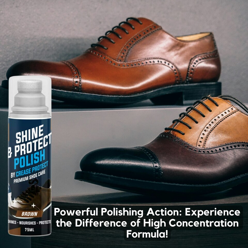 image 1 of Shine & Protect Shoe Polish - 75ml Liquid Shoe Polish - Brown