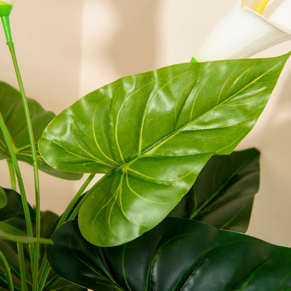image 1 of HOMCOM Artificial Set of 2 Calla Lily Flower Faux Plant for Indoor Décor