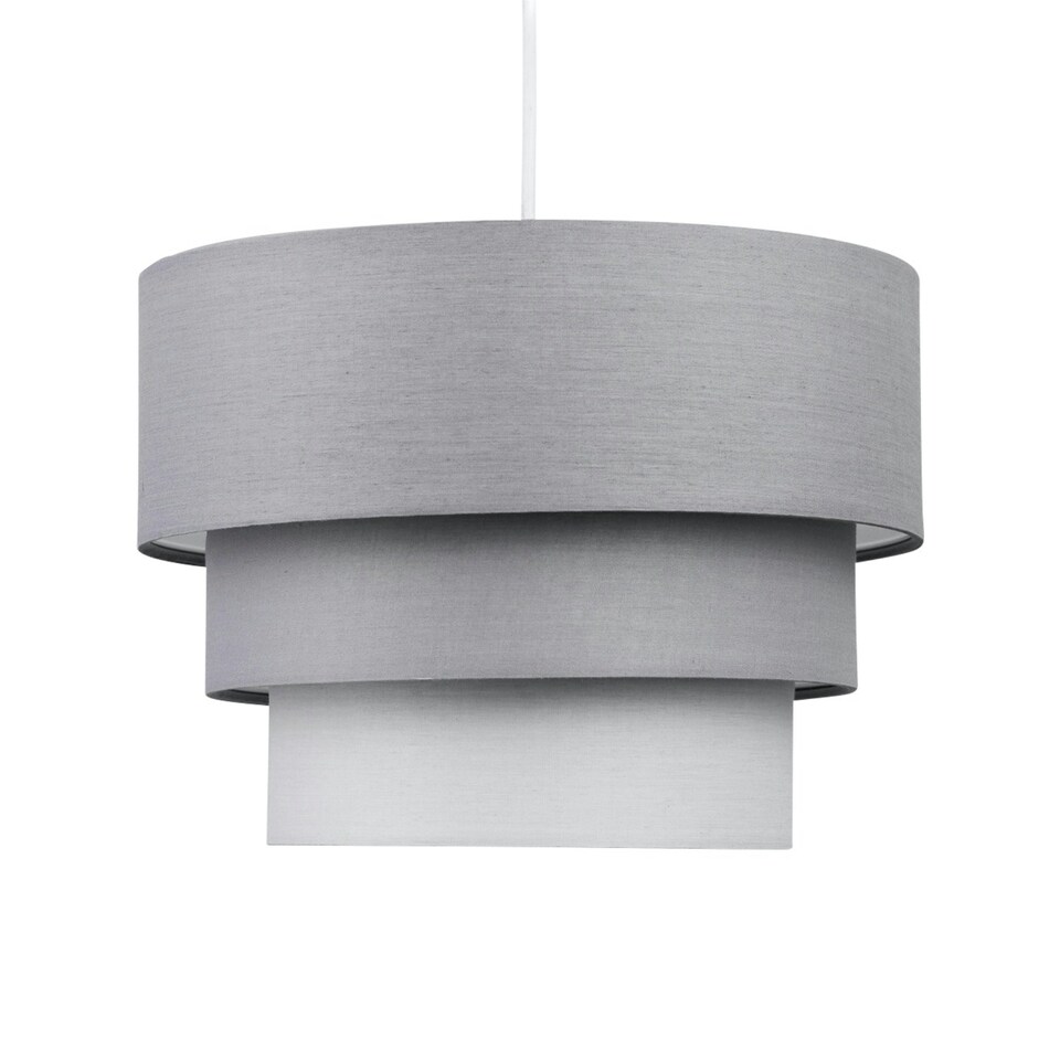 image 1 of First Choice Lighting Grey Ombre 3 Tier Ceiling Light Shade Grey