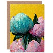 Mothers Day Card Peony Blooms On Yellow For Her Wife Card