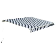 Outsunny Garden Sun Shade Canopy Retractable Awning, 3 x 2.5m, Blue and White Blue