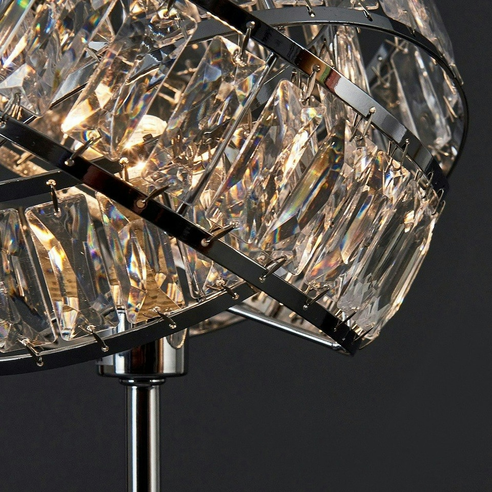 image 1 of ValueLights Polished Chrome And Clear Acrylic Jewel Intertwined Rings Design Table Lamp