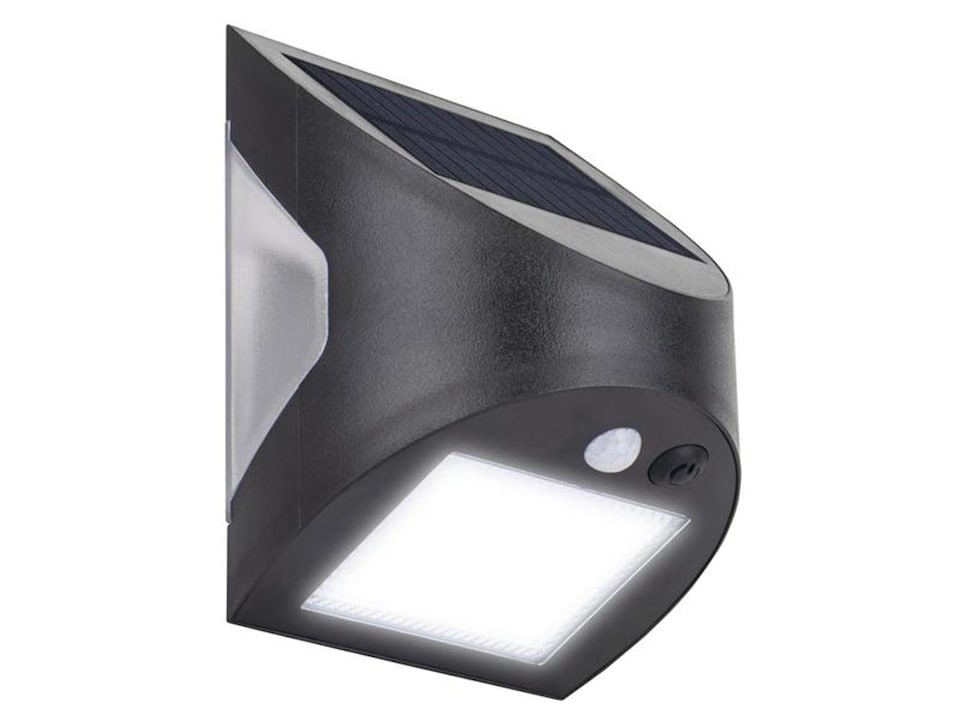 image 1 of Masterplug Prysm Outdoor Solar Wall Light With Pir Motion Sensor - Black 300 Lumens