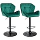 image 1 of HOMCOM Bar Stools Set Of 2, Luxurious Velvet-Touch Barstools with Metal Frame Footrest Round Base Triangle Indenting Moulded Seat Adjustable Height Swivel Green