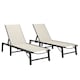 image 1 of Outsunny Folding Sun Lounger Set of 2, 5-Position Reclining Sun Bed | Brown | Khaki