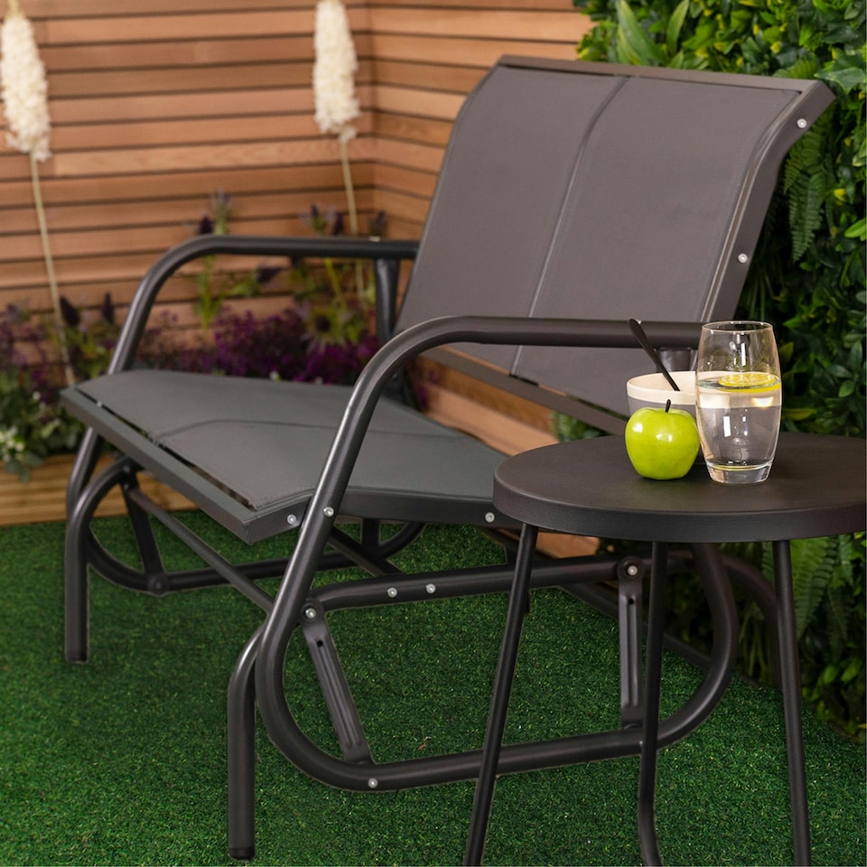 image 1 of Charles Bentley Steel 2 Seater Rocking Bench - Grey