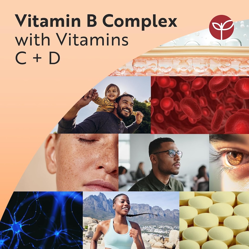 image 1 of Nutravita Vitamin B Complex High Strength with Vitamin D + Vitamin C for Energy-Yielding Metabolism - Reduction of Tiredness (EFSA) - 500 Tablets