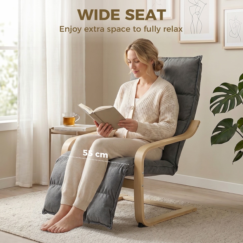 image 1 of HOMCOM Accent Chair, Leisure Lounge Chair Armchair with Footrest