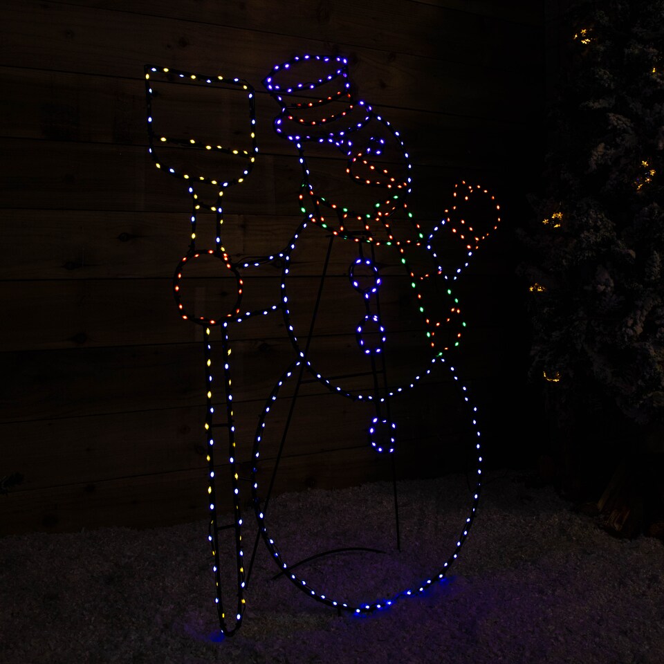 image 1 of 1m x 78cm Light up Standing Christmas Snowman with 390 Multi-Coloured LEDs