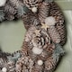 image 5 of 36cm Frosted Hanging Christmas Wreath with Pine Cones & Wooden Stars