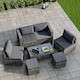 image 7 of Garden Vida Islay 6 Seater Rattan Outdoor BBQ Patio Set with 2 Seater Sofa, 2x Chairs, 2x Stools, Glass Top Coffee Table - Grey