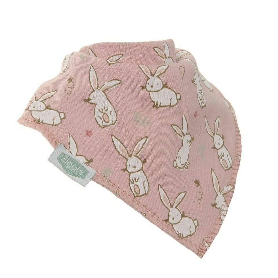 image 1 of Ziggle Baby Dribble Bib Bunnies | Pink | One Size | 1