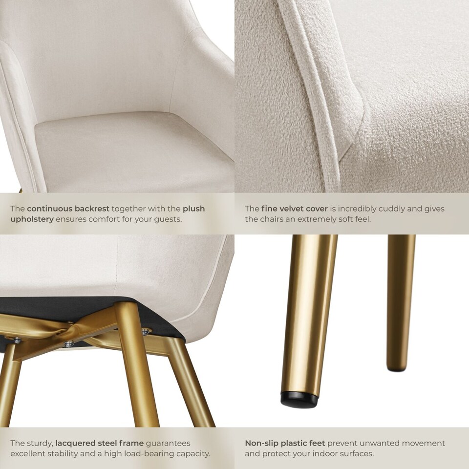 image 1 of Chair Marilyn with Velvet Cover, Gold Steel Legs and Plush Padding | Grey | taupe/gold | One Size | 2