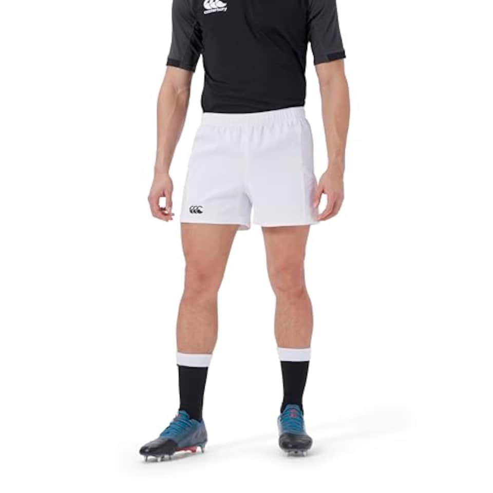 image 1 of Canterbury Men's Advantage Rugby Shorts 2.0 | Elasticated Waist | Ccc Logo Gym Shorts, White, L