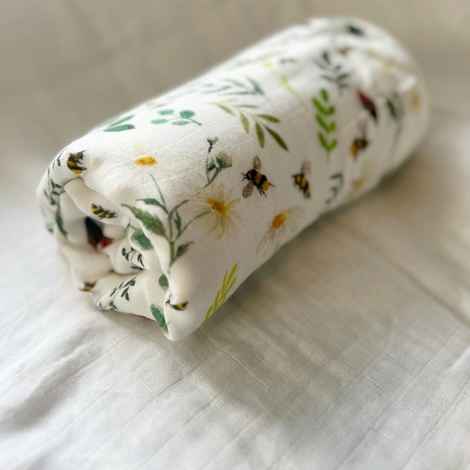 image 1 of The Gilded Bird Wild Bee Bamboo Baby Blanket