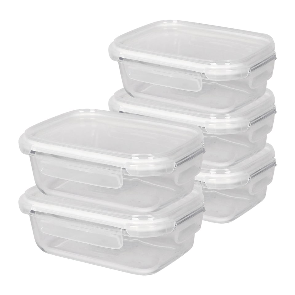 image 1 of Harbour Housewares Glass Food Storage Containers with Lids - 640ml - Pack of 5