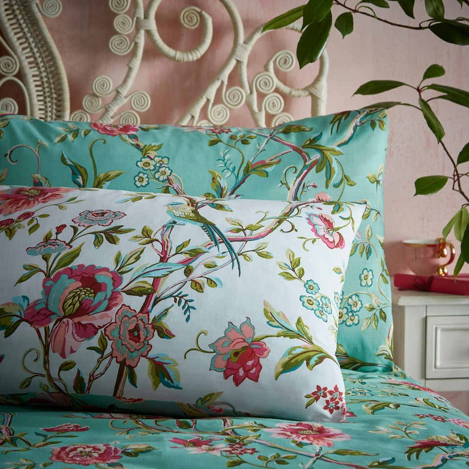 image 1 of furn. Vintage Chinoiserie Floral Exotic Super King Duvet Cover Set
