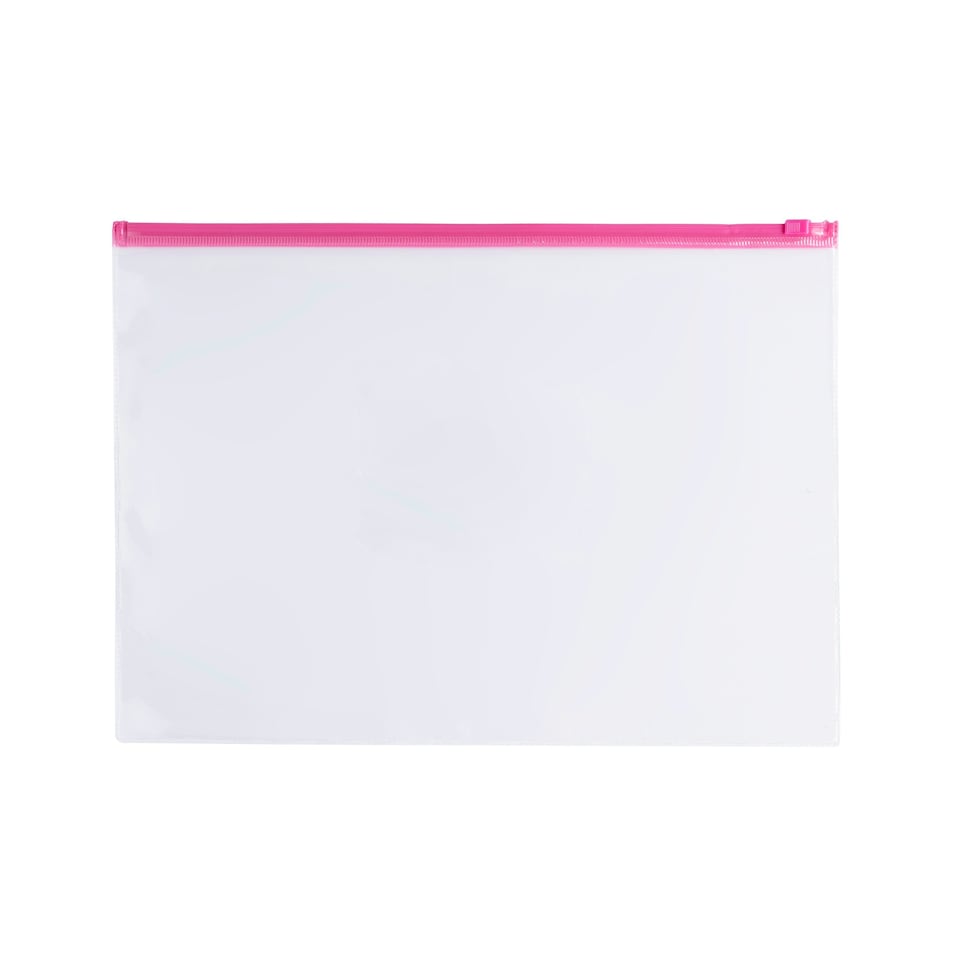 image 1 of Pack of 12 A6 Clear Zippy Bags with Pink Zip