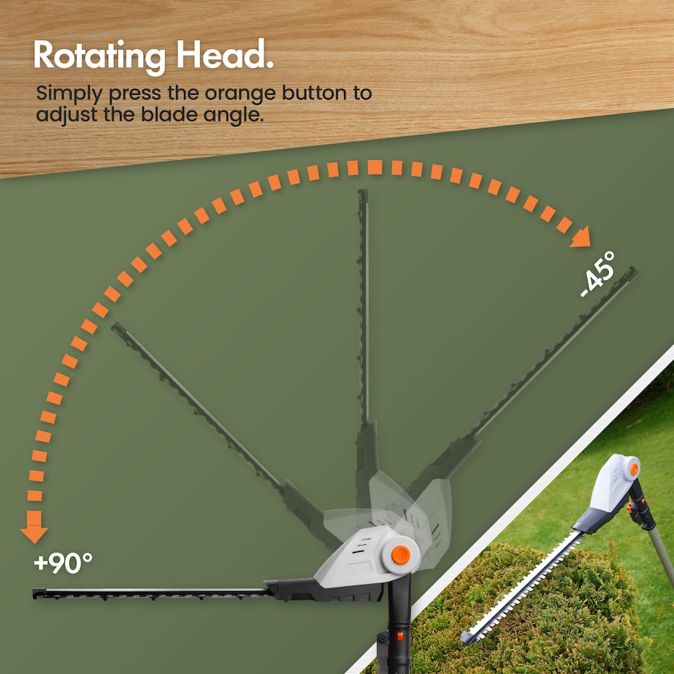 image 1 of VonHaus Cordless Pole Hedge Trimmer with 2 x 20V Batteries