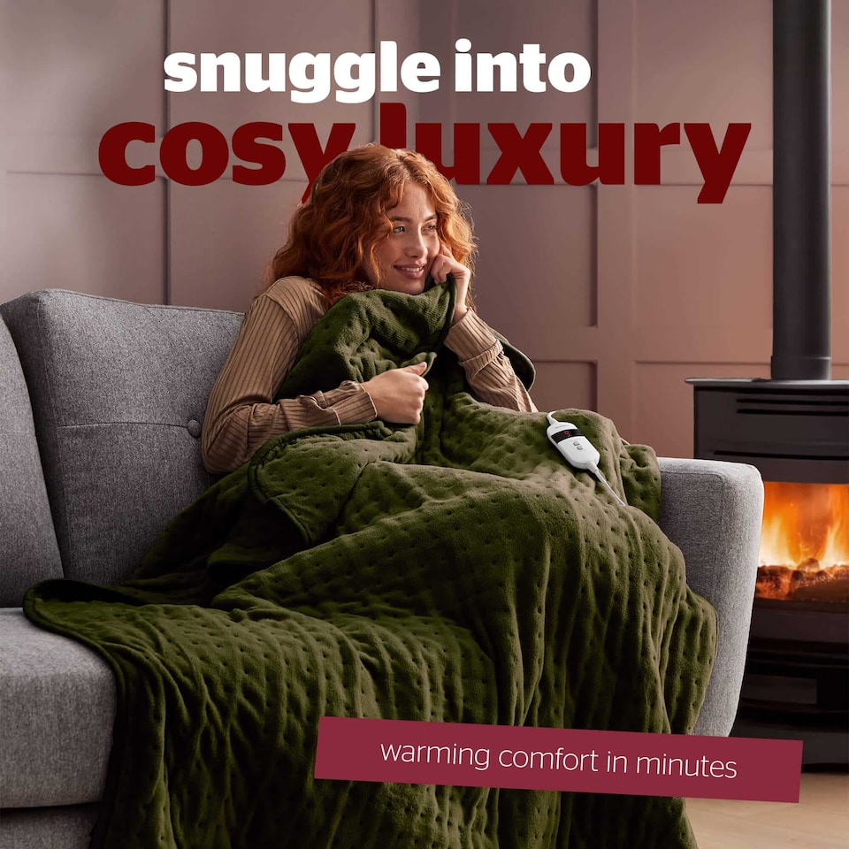 image 1 of Silentnight Luxury Heated Throw, Olive | Green | Olive | One Size | 1