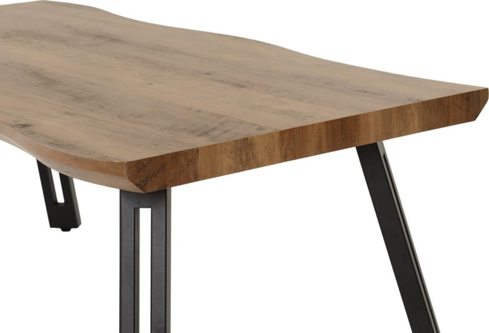 image 1 of Quebec Wave Edge Coffee Table - L58.5 x W100 x H43.5 cm - Medium Oak Effect - Black | Black