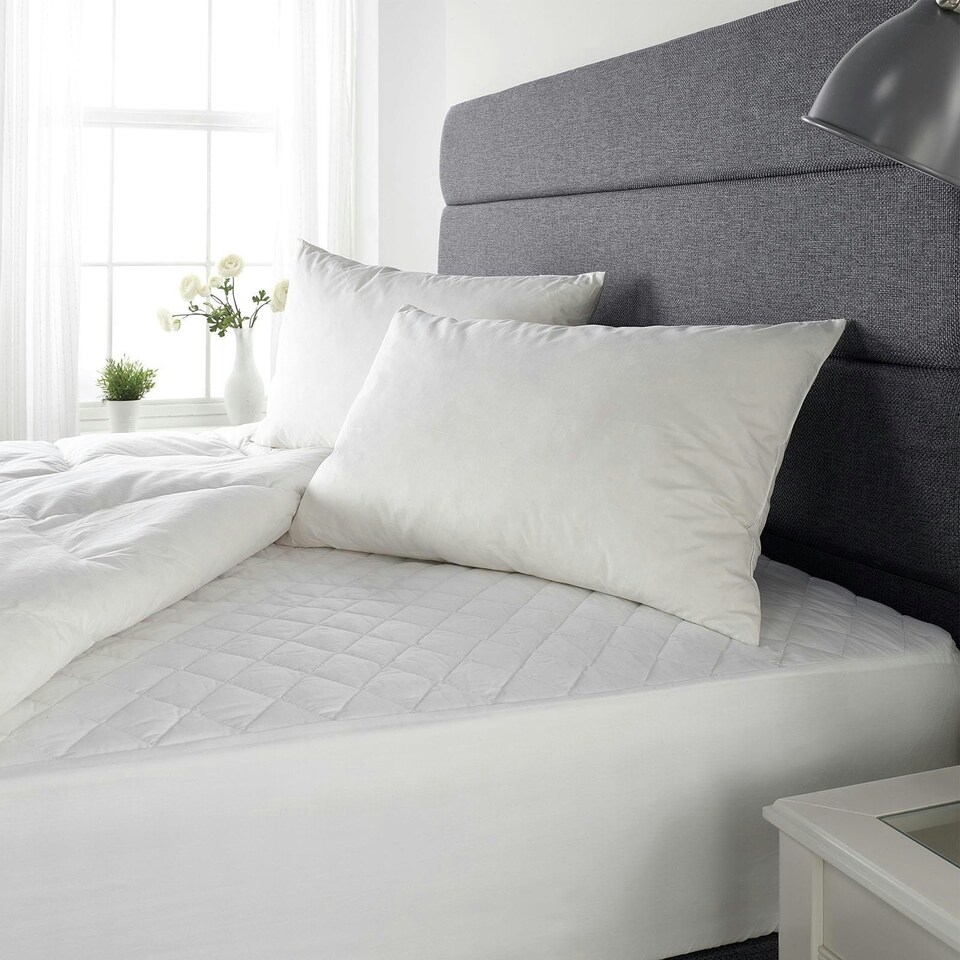 OHS Lightweight Duck Feather Down Filled 2 Pack Bed Pillows, 48x74cm White Tesco Groceries