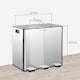 image 5 of HOMCOM Triple Kitchen Bin, 3 x 15L Pedal Bin, Stainless Steel Three Rubbish Bin with Removable Inner Buckets, Soft Close Lid, Fingerprint-Proof for Recycling and Waste, Silver Tone | Silver | 1