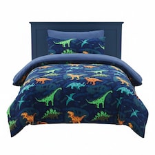 Dinosaur Kids Teddy Duvet Cover Set Ultra Soft Bedding with Pillowcase | Blue | Single